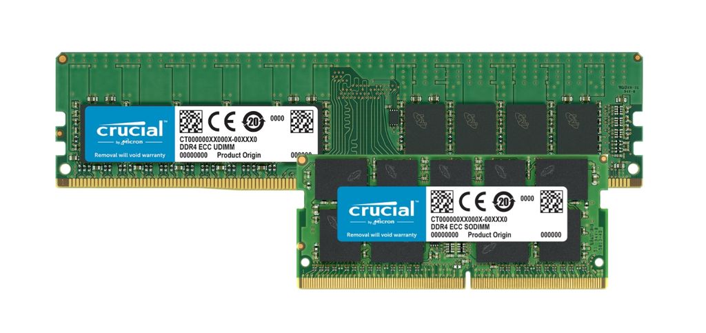 Crucial DDR4 ECC 記憶體模組。