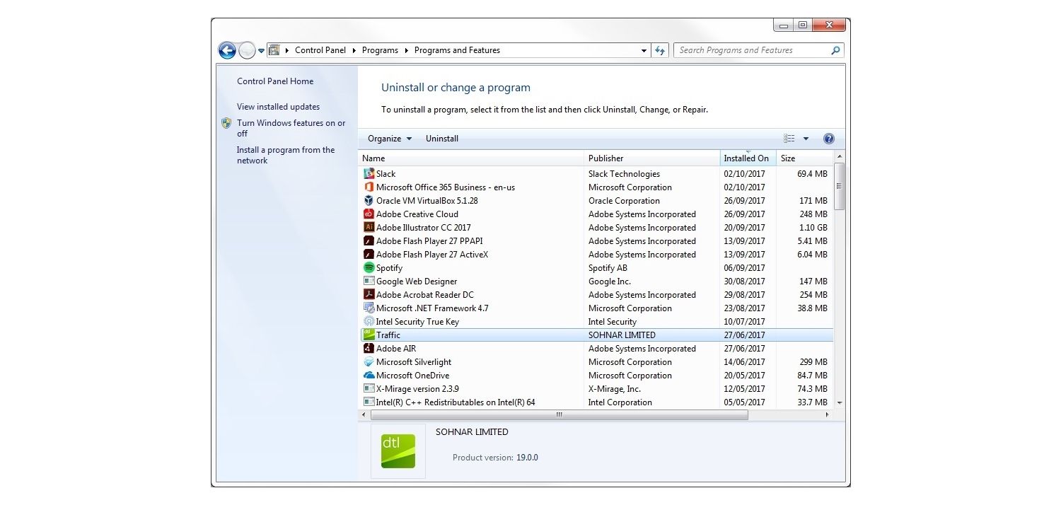 Windows 7 解除安裝程式彈出式視窗