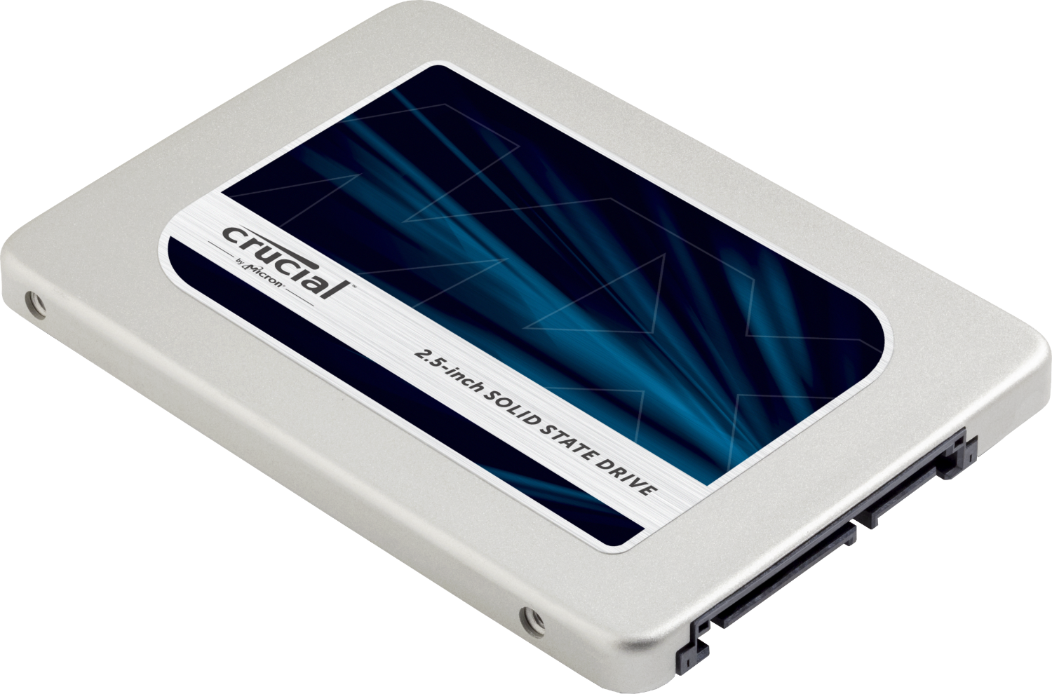 白色背景前的電腦 Crucial 固態硬碟（SSD）